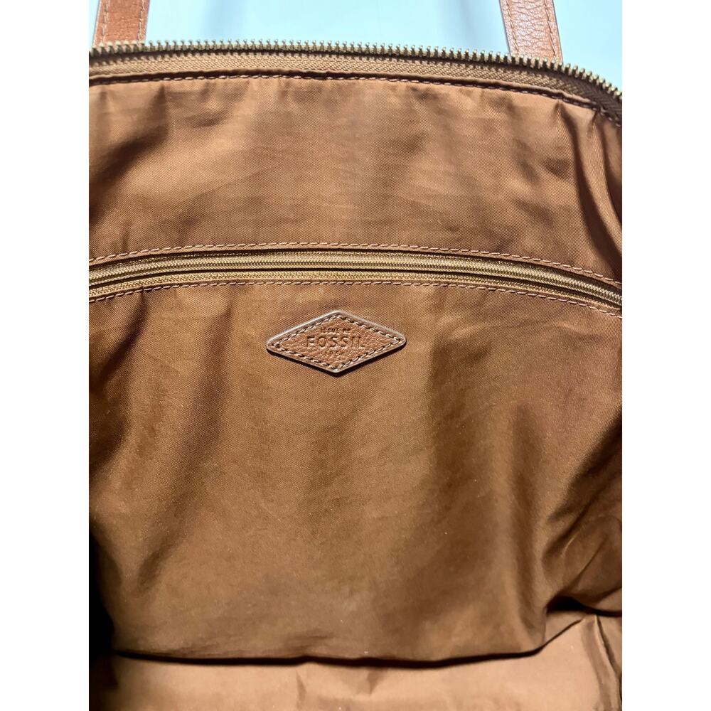 Fossil Felicity Leather Tote Bag Cognac Brown Shoulder Bag - Picture 9 of 13